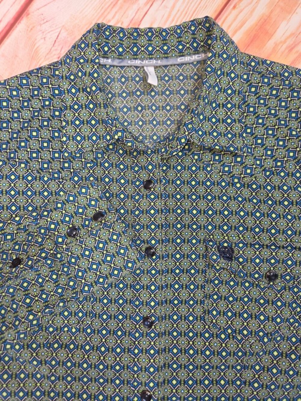 Cinch Womens Geometric Western Long Sleeve Button-Up Shirt Large